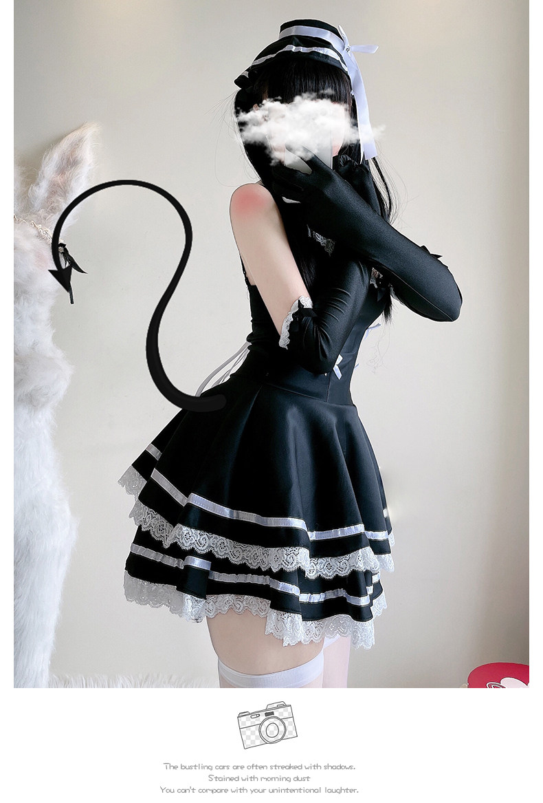 黑色性感低胸哥特暗黑风猫女装洛丽塔女仆装制服诱惑辣妹ds连衣裙