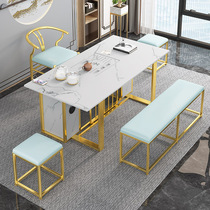 Wine Mo light luxury rock board tea table and chair combination New Chinese Kung Fu tea table Office modern coffee table set one