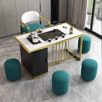 Rock board coffee table Light luxury modern simple tea table and chair combination Office Kung Fu tea table Household tea table integration
