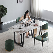 Light luxury rock board tea table Tea table and chair combination Tea table living room household balcony small tea table tea set one minimalist