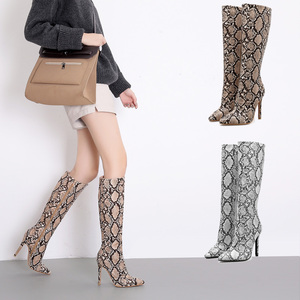Euro-American Winter Boots and Knee-high Boots Slim-heeled Spiked