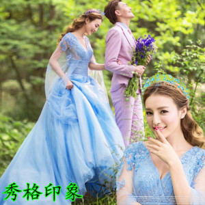 新款影楼主题服装外景彩纱情侣写真服装摄影拍