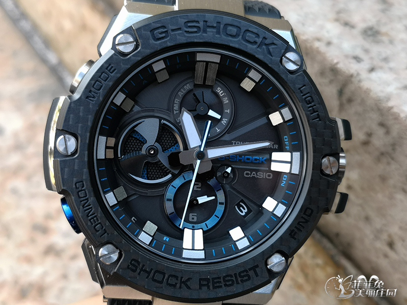 卡西欧蓝牙手表gshock光能防水运动手表男表gstb100d1ab100xa