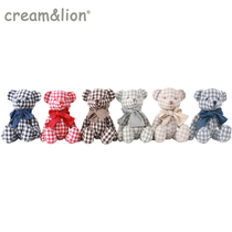 creamlion natural cotton and hemp bear doll Plaid fabric Bear doll Baby grip toy Childrens gift