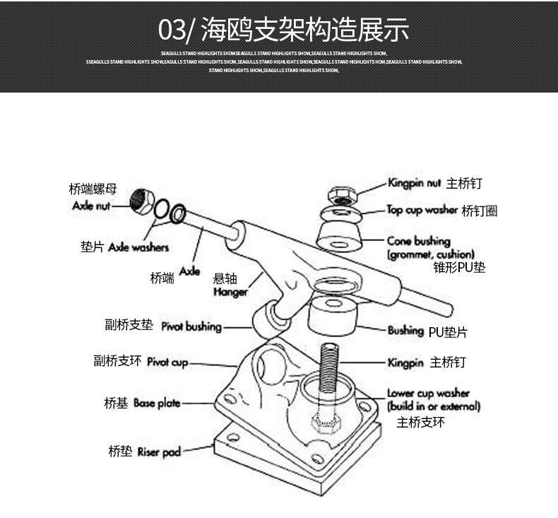玛克拓普滑板支架专业 四轮海鸥支架桥 加强铝合金滑板桥