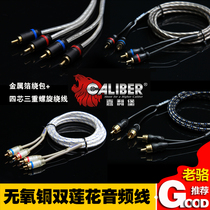 Car audio modification accessories Amplifier bass gun Jialibao CR-1 double lotus head audio signal RCA cable