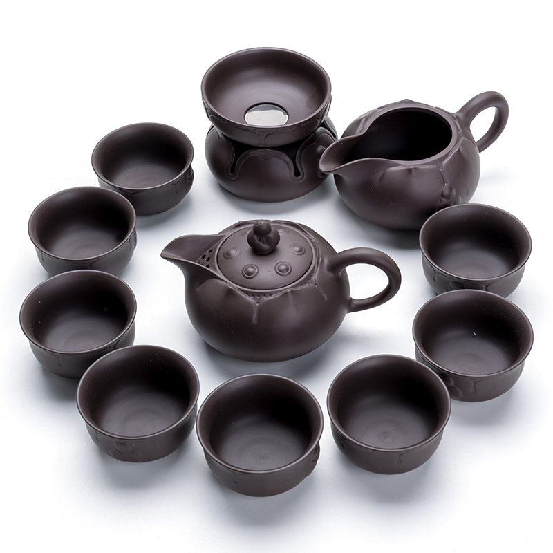 Violet arenaceous kung fu tea sets big purple mud covered bowl of a complete set of household teapot tea cups, tea tea to wash