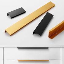 Black modern minimalist Nordic embedded invisible lengthened drawers Dark handle cabinet wardrobe door handles free of punch