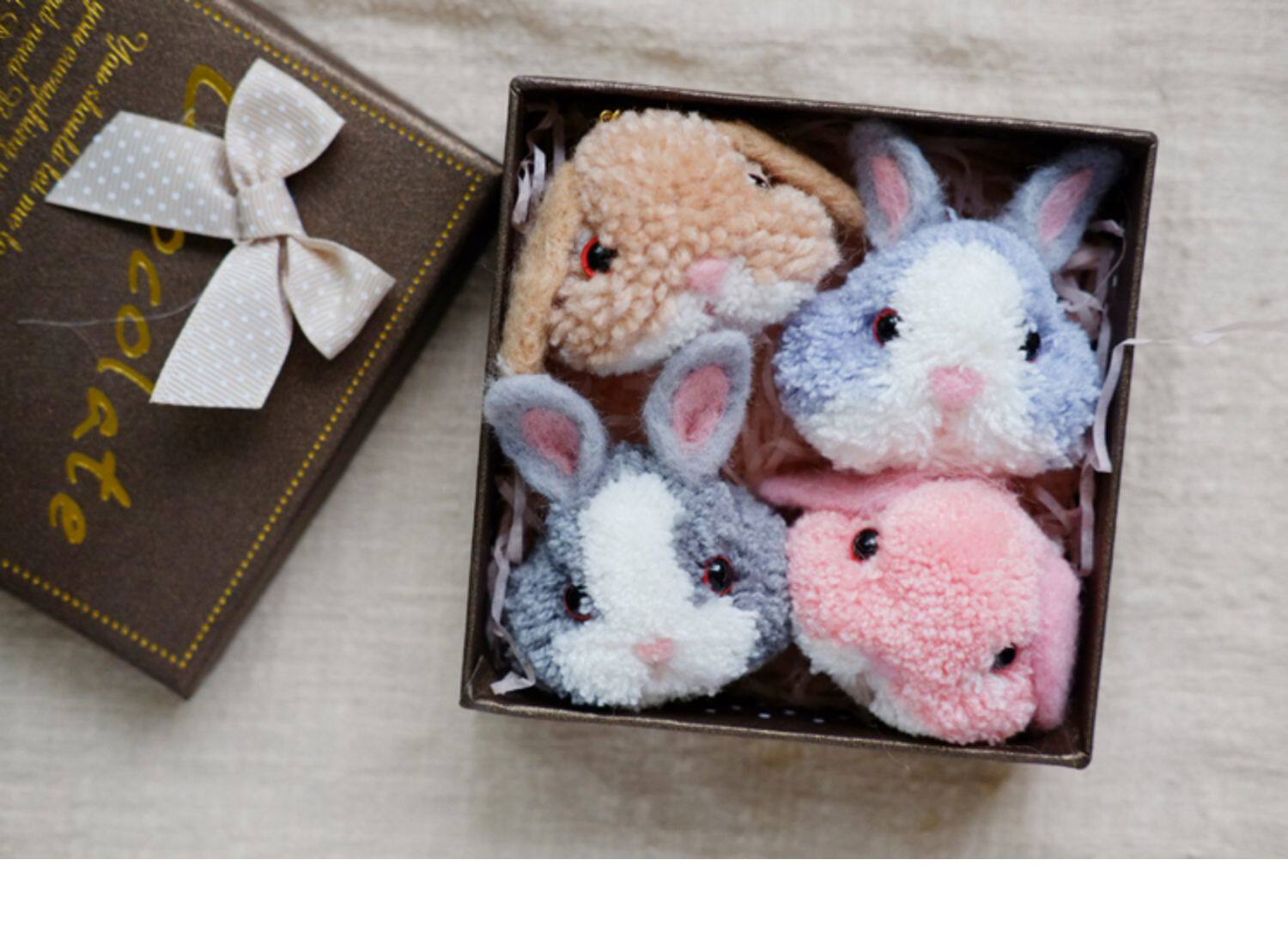 羊毛毡戳戳乐手工毛线蓬蓬球diy材料包兔子二哈猫咪玩偶生日礼盒