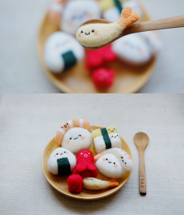 四月手作美食羊毛毡diy戳戳乐寿司娃娃礼盒材料包送情人学生礼物