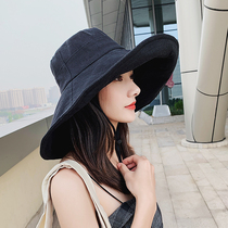 Oversized brim cover face fishermans hat female Japanese summer sun sun hat Joker sunscreen hat anti-ultraviolet sun hat