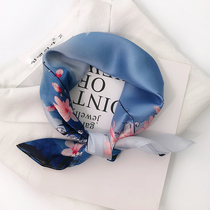 chic Korean 50 small square scarf female age reduction small silk scarf spring and autumn wild art printing scarf professional decorative scarf