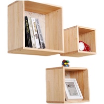 Customized solid wood hanging cabinet square lattice cabinet wall wooden square shape wall cabinet multi-function hanging cabinet