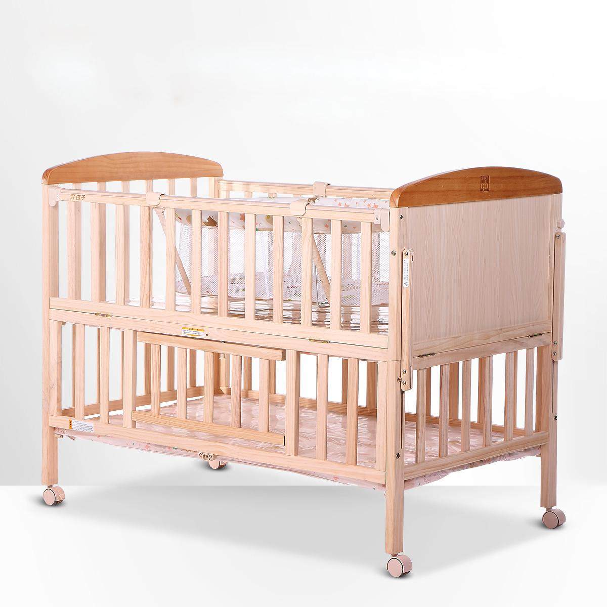 gb好孩子婴儿床实木无漆宝宝多功能松木儿童床