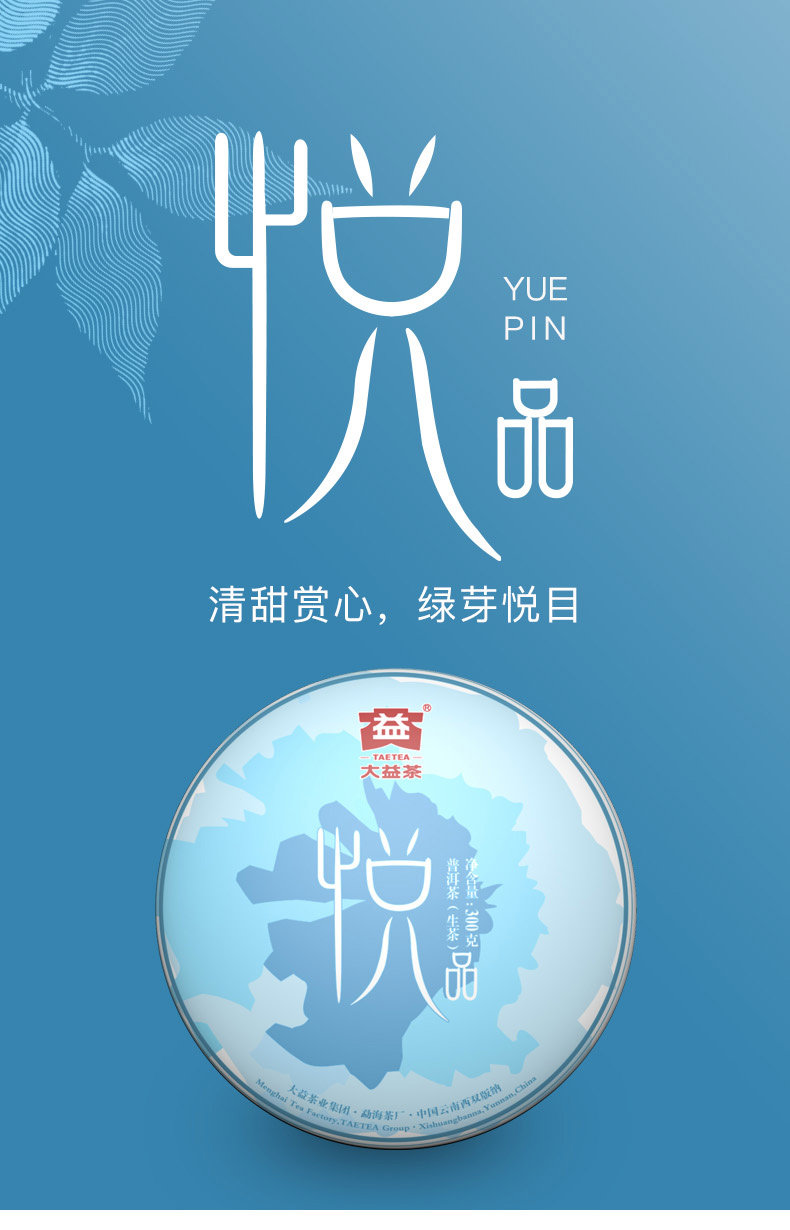 大益普洱茶生茶饼 3年陈经典系列悦品七子饼茶300g云南勐海茶厂