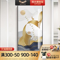 Modern simple entrance decorative painting Entrance wall Gold light luxury vertical version of deer hanging painting Aisle corridor stairs