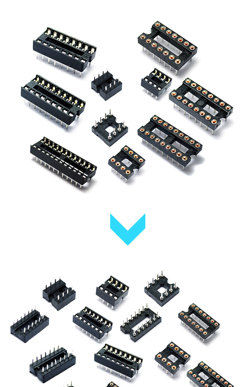 ic插座集成块直插dip单片机芯片圆孔底座子8p 14 16 20 28 40p脚