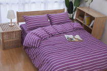 Nordic three four sets of full cotton pure cotton 1 8m double striped plaid pure-colored student dormitory sheet