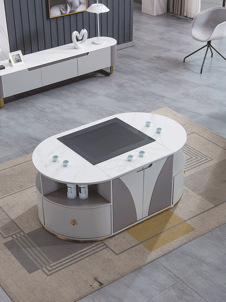 轻奢全自动智能电动升降茶几桌客厅岩板多功能功夫茶台带茶具一体