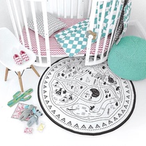 ins explosive Home Road handmade village graffiti large childrens toy round canvas crawling mat