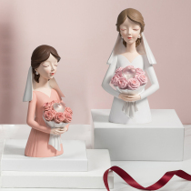 Nordic luxury bride holding flower LED lamp ornaments home wedding room decorations to send girls wedding gifts