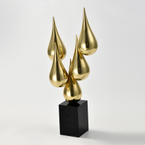 New Chinese light luxury wind pure copper water drop ornaments marble base Villa model room living room study art decoration