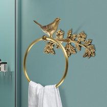 European American French all-copper bird Wall decorative towel bath towel adhesive hook rack model room bathroom pendant