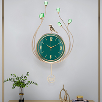 European living room light luxury decorative clock Peacock wall clock home clock creative watch watch Wall fashion mute quartz clock