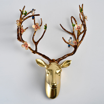 American European style new Chinese light luxury lucky bird elk head wall pendant living room entrance background wall decoration