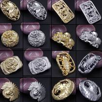 New Mens pi dai tou stereo belt buckle alloy belts Head 4 0cm personality male smooth buckle accessories