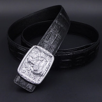 Compliment for good fortune Mens genuine leather smooth buckle strap Fashion crocodile striped casual pants with personality Youth Bull Leather Belt