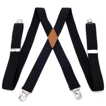 X Shaped Mens Elastic Braces Fat Man Lengthened Tightness Hanger Pants With Super Tight 4 Clips Powerful Buttoned Western Pants Strap Clips