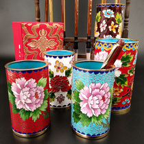 Jing Tai Blue Pen Holder Bronze Tire Pinch Silk Enamel Pen Holder Beijing Gift Unit Cultural Gift