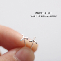s925 silver clover earrings female sterling silver small simple students fresh and cold wind forest series small hypoallergenic earrings