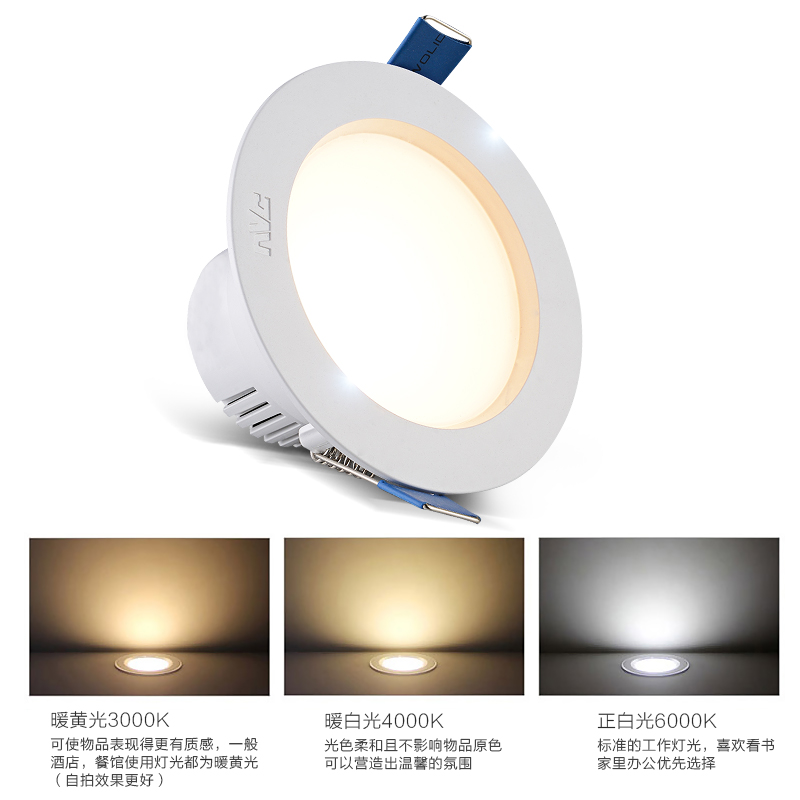 雷士照明 LED筒灯3W全套筒灯一体超薄防雾开孔7.5-9.0公分天花灯产品展示图3