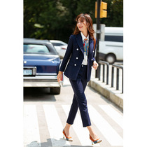 Diisshia2022 spring and autumn new navy blue high-end suit jacket female president temperament fashion suit