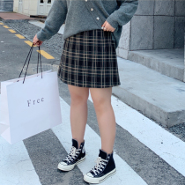 ALIN custom large size plaid skirt women 2019 autumn and winter New loose fat mm retro slim A short skirt