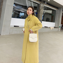 ALIN custom large size womens Republic of China style pearl buckle small stand collar fat mm double-breasted double-sided tweed coat thin