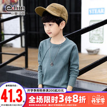  Little elephant Ham childrens clothing 2021 spring and Autumn new boys bottoming shirt round neck sweater children boys knitwear