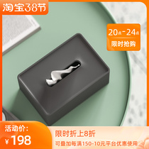 Nordic Tissue Box Creative Cement Pumping Cardboard Box Hotel Home Living Room Toilet Ins Pendulum with light and luxurious modern