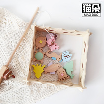 South Korea solid wood childrens fishing toys magnetic fishing rod early education puzzle gift high quality 3-6 year old baby men and women