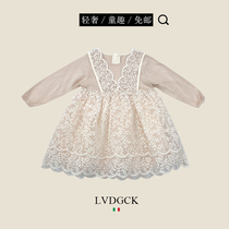 Girls Princess dress 2021 New Italian LVDGCK autumn dress fake two pieces lace mesh gauze childrens dress