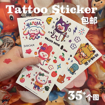 35 tattoos with waterproof teenage girl jade Gui pudding pickup adorable cartoon colorful flower arms Miss Godzilla