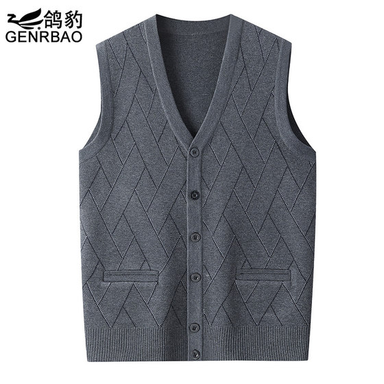Spring dad wears knitted vest grandpa wears sleeveless vest autumn style middle-aged and elderly close-fitting wool vest men Spring dad wears knitted vest grandpa wears sleeveless vest autumn style middle-aged and elderly close-fitting wool vest men