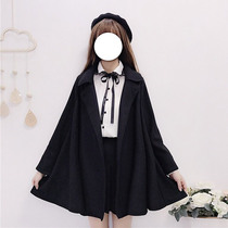 Jacket womens spring and autumn Korean students loose cute A- shaped cloak coat womens long autumn and winter tops cute Japanese