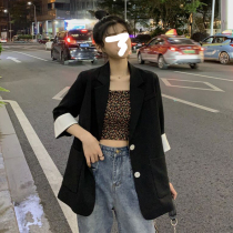 Suit jacket Womens thin section 2022 Spring new Korean version loose with slim 70% sleeves Long style casual little western suit