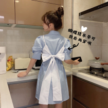 2022 Summer new Korean version Temperament Blister Sleeves Shirt Harness Butterfly Knot Strap Shirt Skirt two sets of women