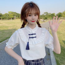 Xiaoqing Shirt and Shirt Design of the niche Ancient Style Disk Closed Su Short Sleeve Couple 2023 new shirt