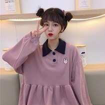 Cute one-piece dress POLO spring dress 2022 new womens clothing Loose Long Sleeves Sweet College Wind Skirts s Spring and Autumn