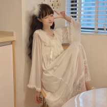Small Fresh Sweet Sleeping Dress Woman 2022 Summer New Korean version Long sleeves Sleeping net yarn Dress Home Clothing the Breeze